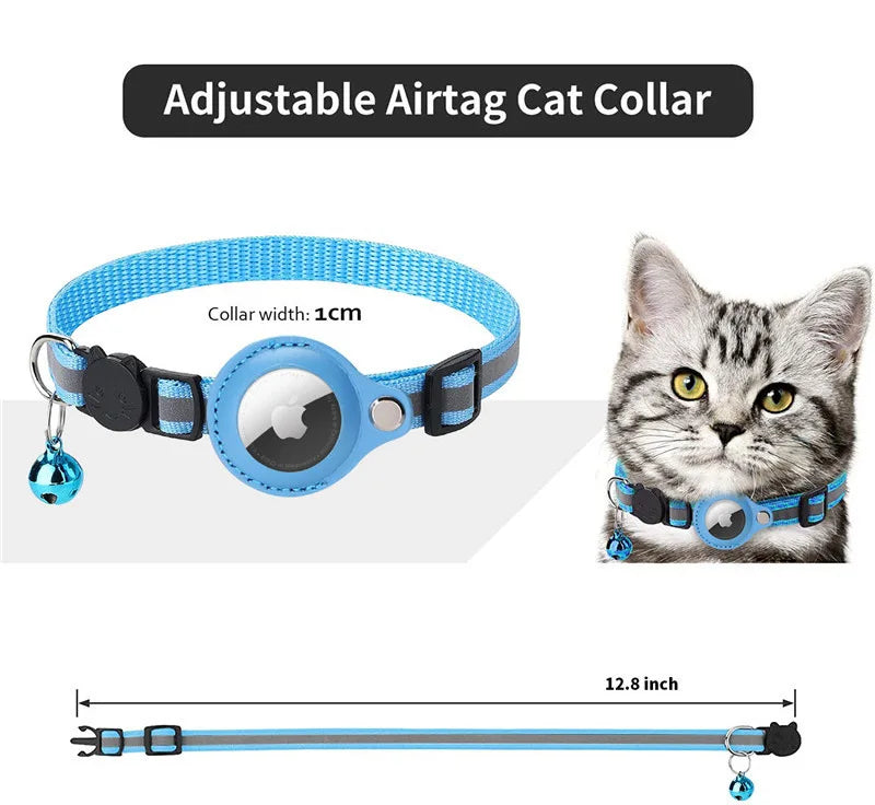 Airtag Reflective Pet GPS Collar with Bell Real-Time Tracker for Dogs Cats Puppy Necklace Outdoor Tracking Pet Supplies
