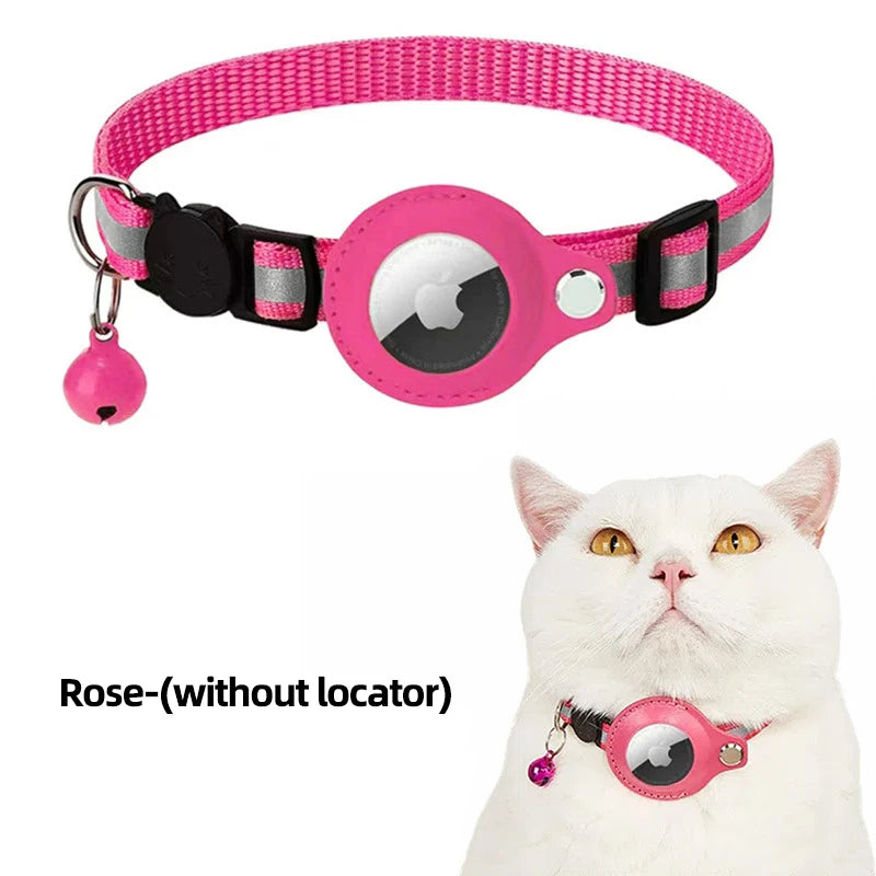 Airtag Reflective Pet GPS Collar with Bell Real-Time Tracker for Dogs Cats Puppy Necklace Outdoor Tracking Pet Supplies