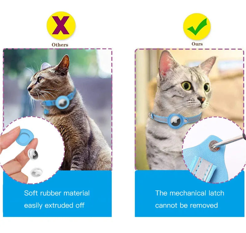 Airtag Reflective Pet GPS Collar with Bell Real-Time Tracker for Dogs Cats Puppy Necklace Outdoor Tracking Pet Supplies