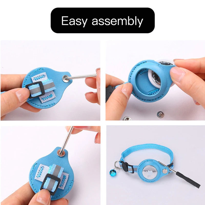 Airtag Reflective Pet GPS Collar with Bell Real-Time Tracker for Dogs Cats Puppy Necklace Outdoor Tracking Pet Supplies