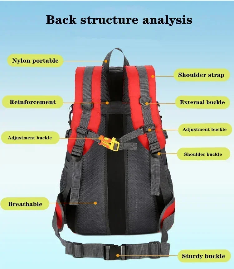 36-55L  Men Women Outdoor Fishing Bags Waterproof Travel Trekking Backpack Climbing Hiking Camping Rucksack Tactical Sports Bags