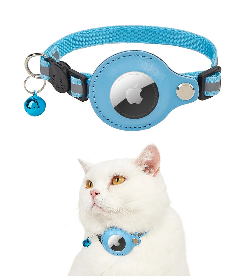 Airtag Reflective Pet GPS Collar with Bell Real-Time Tracker for Dogs Cats Puppy Necklace Outdoor Tracking Pet Supplies