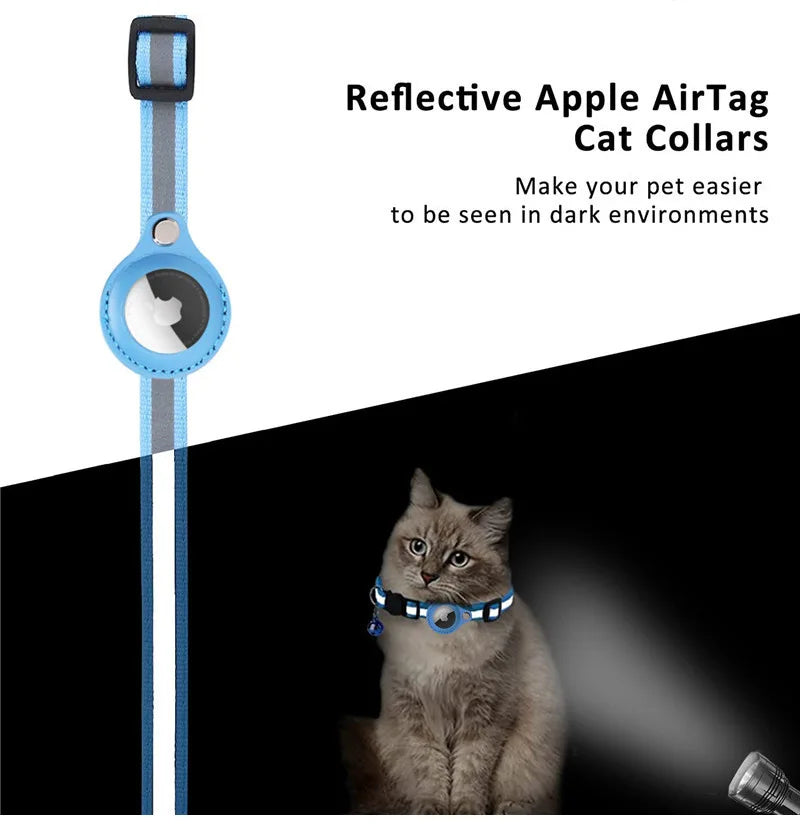 Airtag Reflective Pet GPS Collar with Bell Real-Time Tracker for Dogs Cats Puppy Necklace Outdoor Tracking Pet Supplies